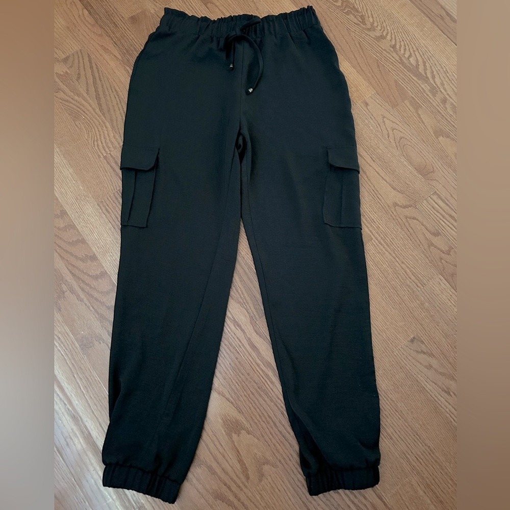 Joe B jogger cargo pants black elastic waist Size medium